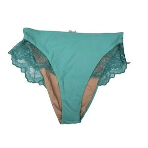 NWT Basta Matte 8 Hi Waist Lace Flounce Bikini Swim Bottom Green #123399